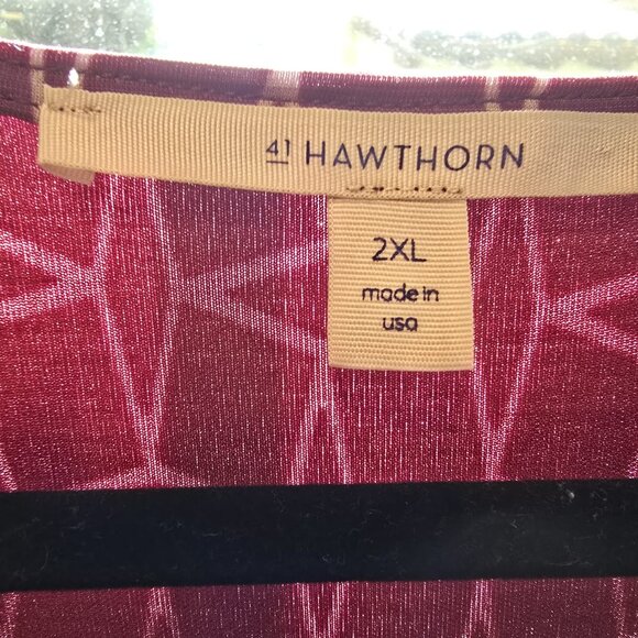 💜41 Hawthorn Geometric Print Wrap Dress - Burgundy & White - Picture 4 of 4